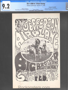 AUCTION - FD-1 - Jefferson Airplane - Big Brother - 1966 Handbill - Fillmore Auditorium - CGC Graded 9.2