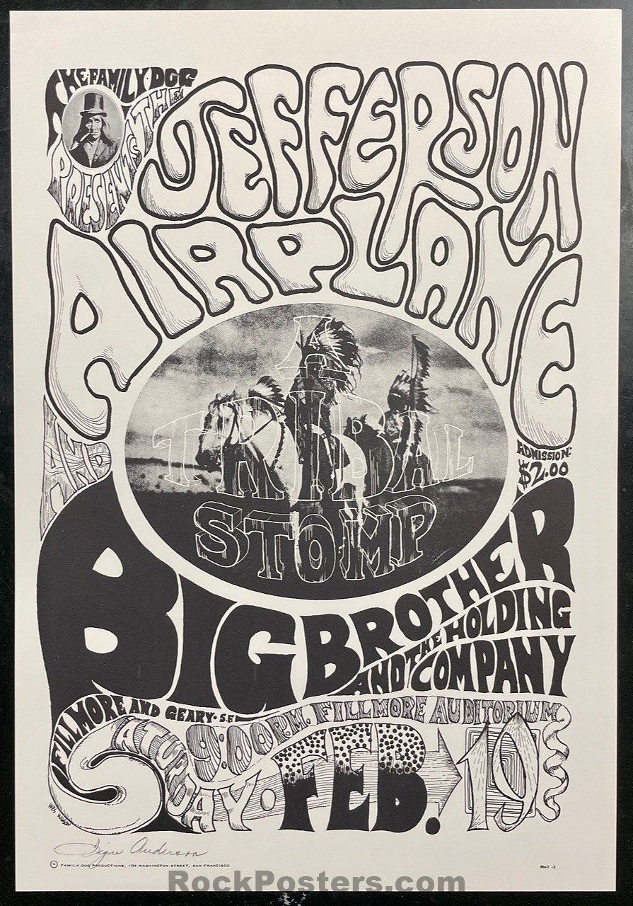 AUCTION - FD-1-RP-2 - Jefferson Airplane - Signe Anderson Signed - Wes Wilson - 1967 Poster -  Fillmore Auditorium - Near Mint