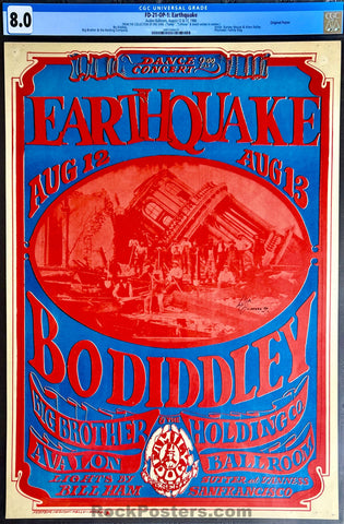 AUCTION - FD-21 - Bo Diddley - Mouse & Kelley SIGNED - 1966 Poster - Avalon Ballroom - CGC Graded 8.0