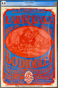 FD-21 - Bo Diddley - "Earthquake" - Stanley Mouse Signed - 1966 Poster - Avalon Ballroom - CGC Graded 8.0