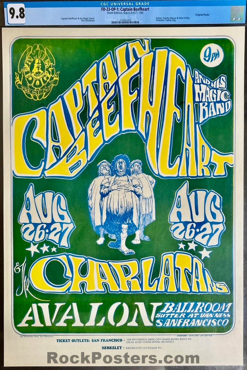 FD-23 - Captain Beefheart - Stanley Mouse - 1966 Poster - Avalon Ballroom - CGC Graded 9.8