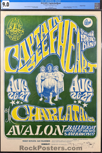 FD-23 - Captain Beefheart -  Mouse Signed - 1966 Poster - Avalon Ballroom - CGC Graded 9.0