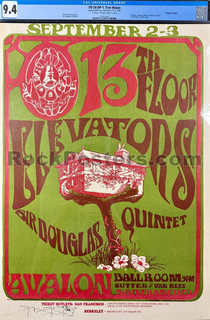 FD-24 - 13th Floor Elevators - Mouse Signed - 1966 Poster - Avalon