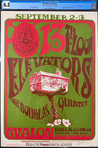 FD-24-RP-2 - 13th Floor Elevators - Mouse & Kelley Signed - 1966 Poster - Avalon Ballroom - CGC Graded 6.5