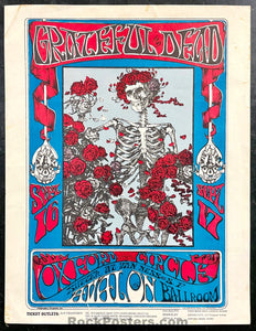 AUCTION - FD-26 - Grateful Dead - Skeleton & Roses - 1966 Handbill - Avalon Ballroom - Very Good