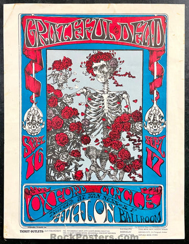 AUCTION - FD-26 - Grateful Dead - Skeleton & Roses - 1966 Handbill - Avalon Ballroom - Very Good