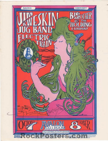 AUCTION - FD-29 - Big Brother Janis Joplin - Mouse & Kelley Signed - 1966 Handbill - Avalon Ballroom - Near Mint Minus