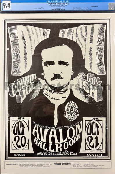 FD-31 - Country Joe & the Fish - Mouse Signed - 1966 Poster - Avalon Ballroom - CGC Graded 9.4