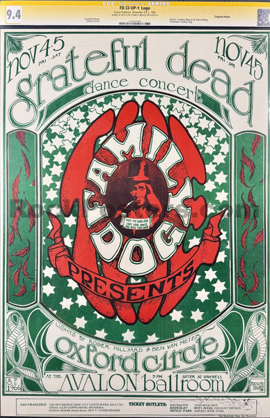 AUCTION - FD-33-OP-1 - Grateful Dead - Mouse Signed - 1966 Poster - Avalon Ballroom - CGC Graded 9.4