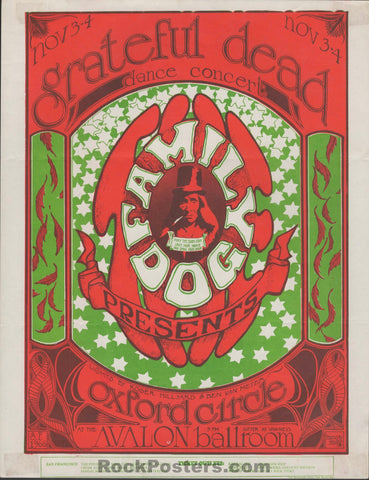 AUCTION - FD-33 - Grateful Dead - Mouse & Kelley - Avalon Ballroom - 1966 Handbill - Good