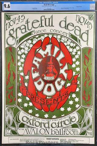 AUCTION - FD-33-OP-3 - "Logo" - Grateful Dead - Mouse & Kelley - 1966 Poster - Avalon Ballroom - CGC Graded 9.6