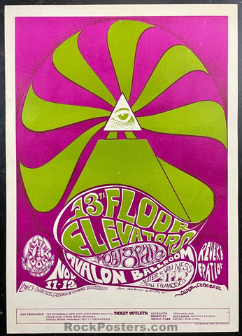 AUCTION - FD-34 - 13 Floor Elevators - Moby Grape - 1966 Poster - Avalon Ballroom - Near Mint Minus