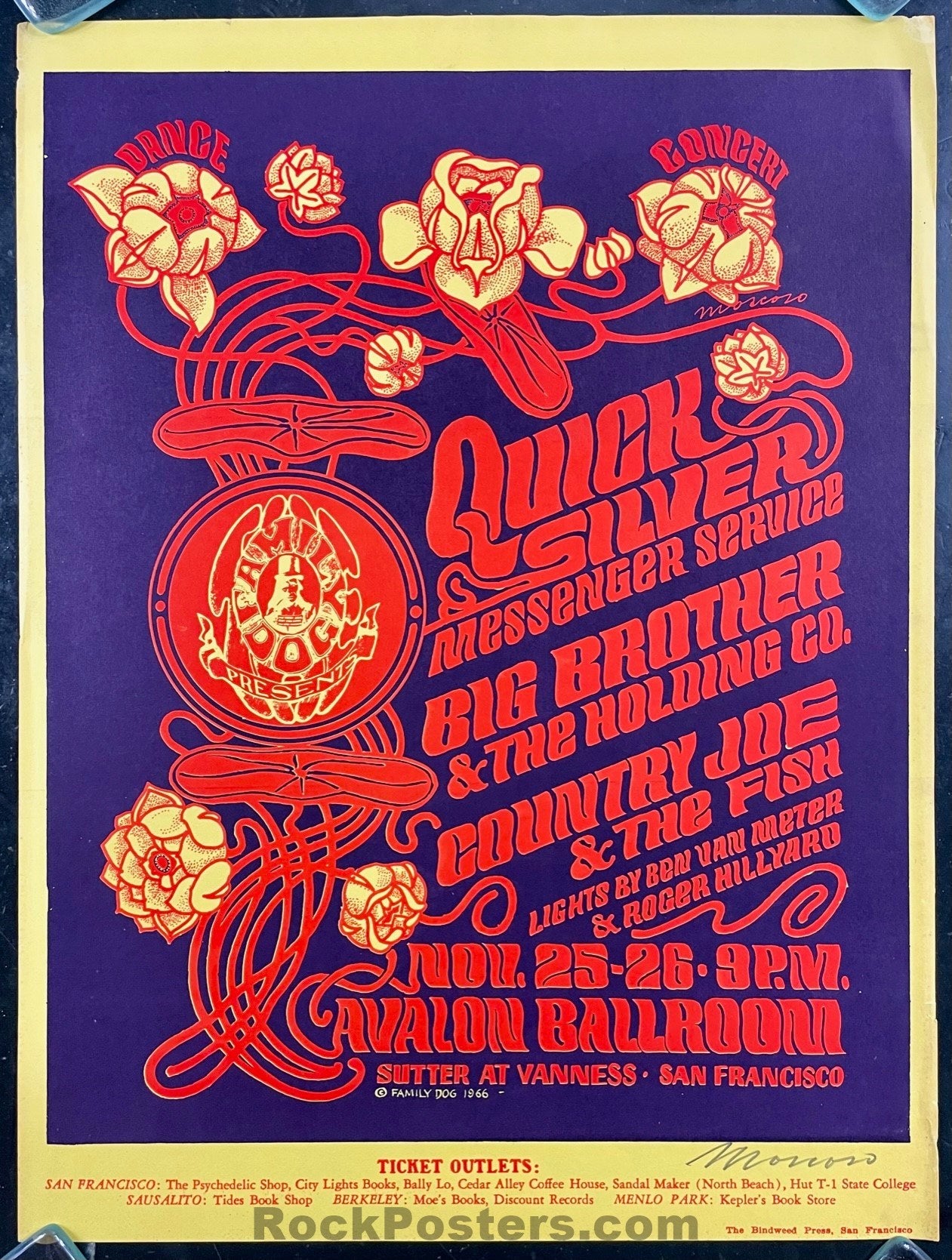 FD-36 - Quicksilver Messenger - Moscoso Signed - 1966 Poster - Avalon Ballroom - Very Good