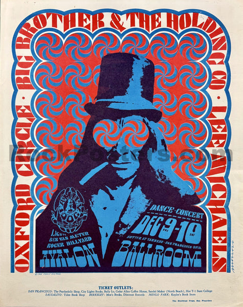 AUCTION - FD-38 - Big Brother w/Janis Joplin - Victor Moscoso - 1966 Poster - Avalon Ballroom -  Excellent