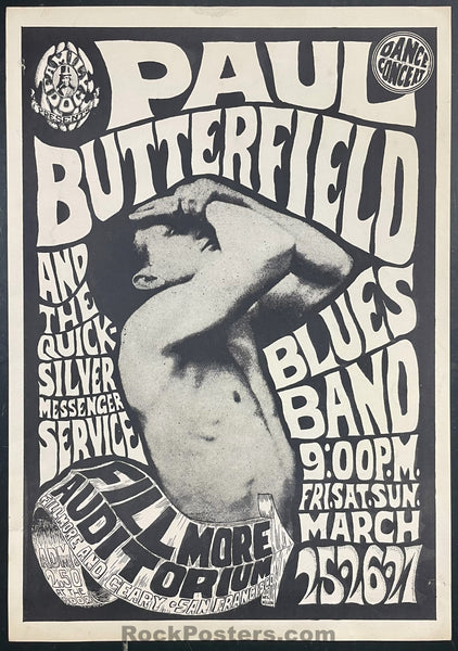 AUCTION - FD-3 - Paul Butterfield - Wes Wilson Chet Helms - 1966 Poster - Fillmore Auditorium - 1966 Poster - Excellent
