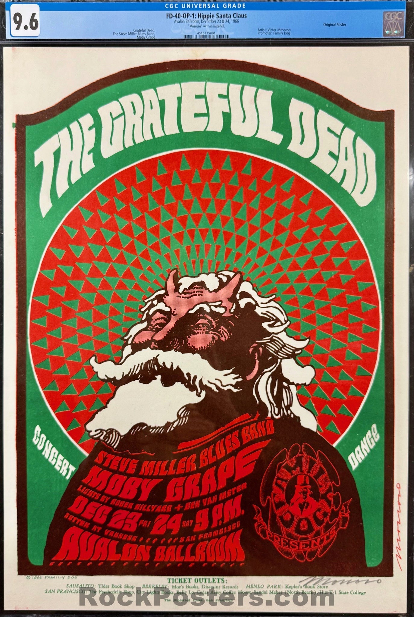 FD-40 - Grateful Dead - Victor Moscoso Signed - 1966 Concert