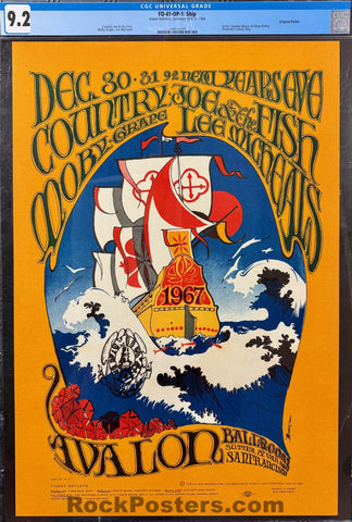 AUCTION - FD-41 - Country Joe - Moby Grape - Stanley Mouse - New Year's Eve '66 -'67 Poster - Avalon Ballroom - CGC Graded 9.2