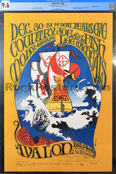 FD-41 - Country Joe - Moby Grape - Mouse Signed - 1966 -67 Poster - Avalon Ballroom - CGC Graded 9.6