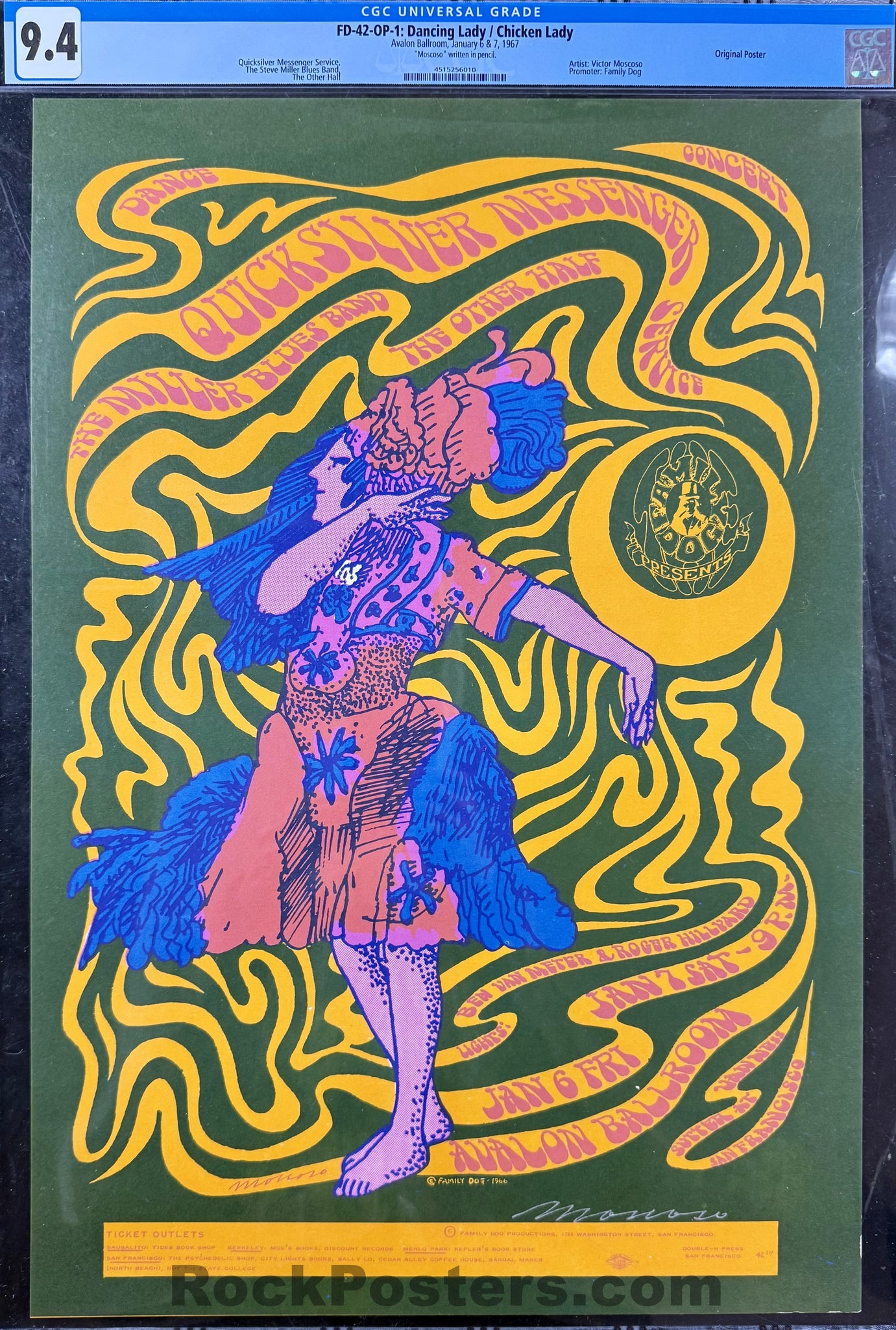 FD-42 - Quicksilver Messenger - Moscoso Signed - 1966 Poster