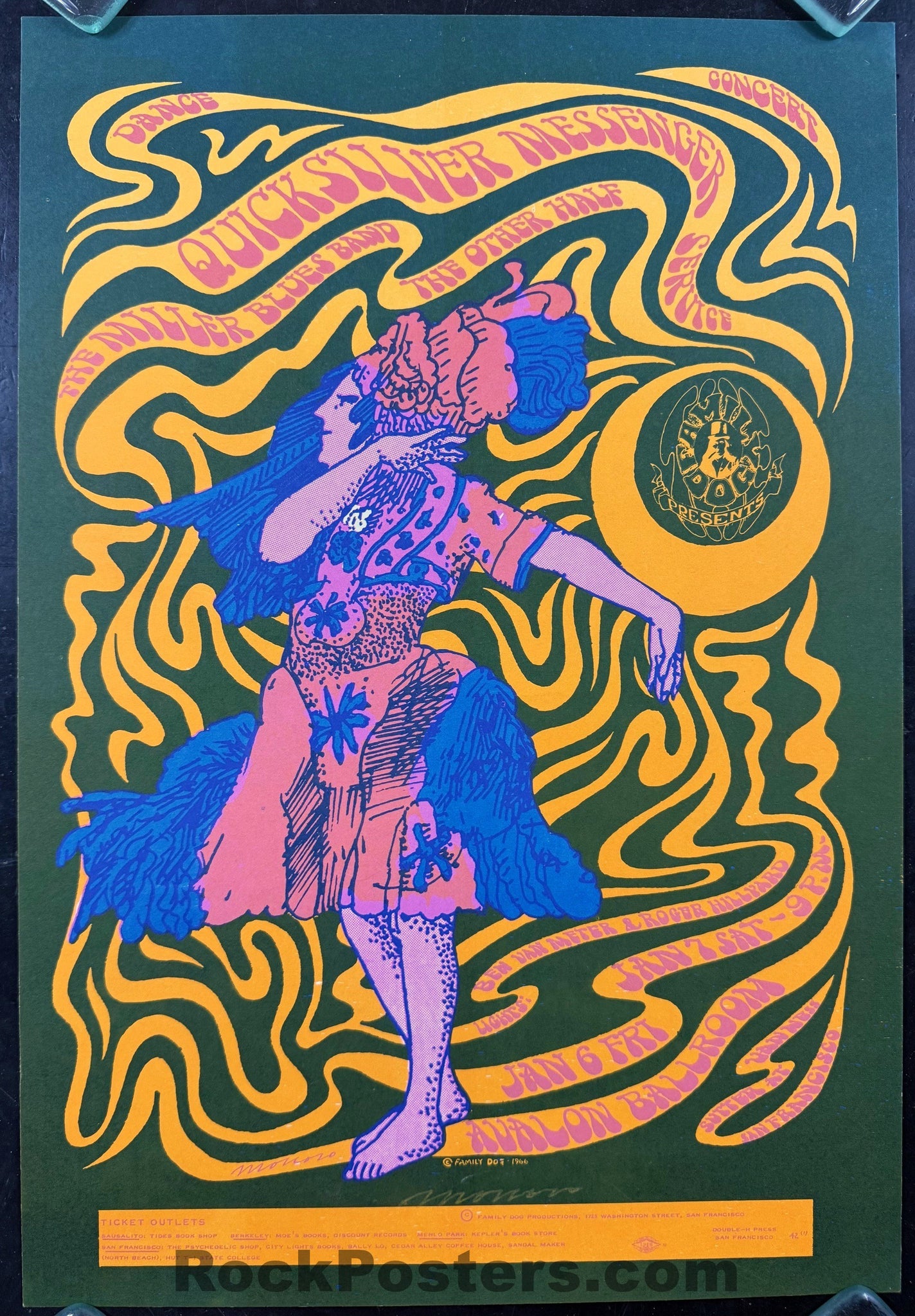 AUCTION - FD-42 - Quicksilver Messenger - Moscoso Signed - 1967 Poster - Avalon Ballroom - Excellent