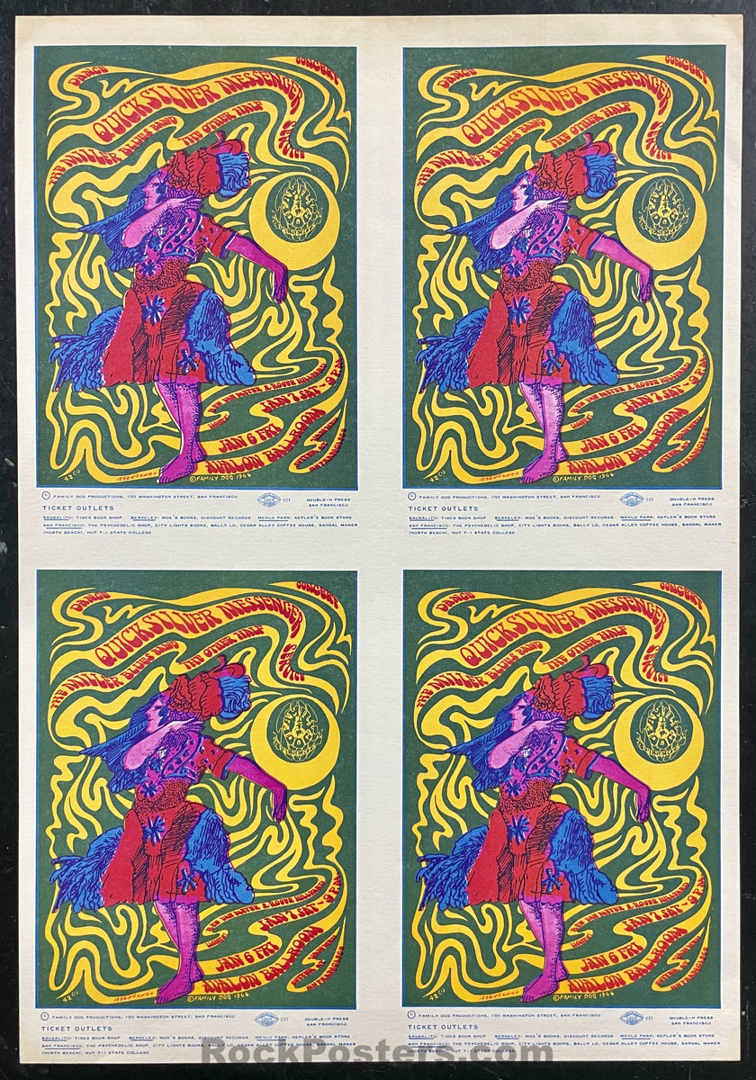 AUCTION - FD-42 - Uncut Sheet of Four Cards - 1969 - Avalon Ballroom ...