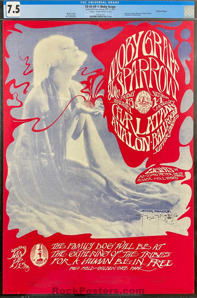 AUCTION - FD-43-OP-1 - Moby Grape - Stanley Mouse Signed - 1966 Poster - Avalon Ballroom - CGC Graded 7.5