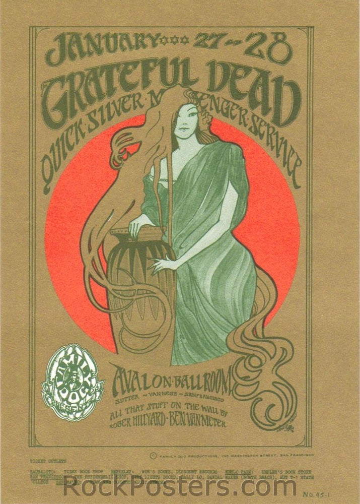 AUCTION - FD-45 - Grateful Dead - Mouse & Kelley - Avalon Ballroom - 1967 Postcard - Mint