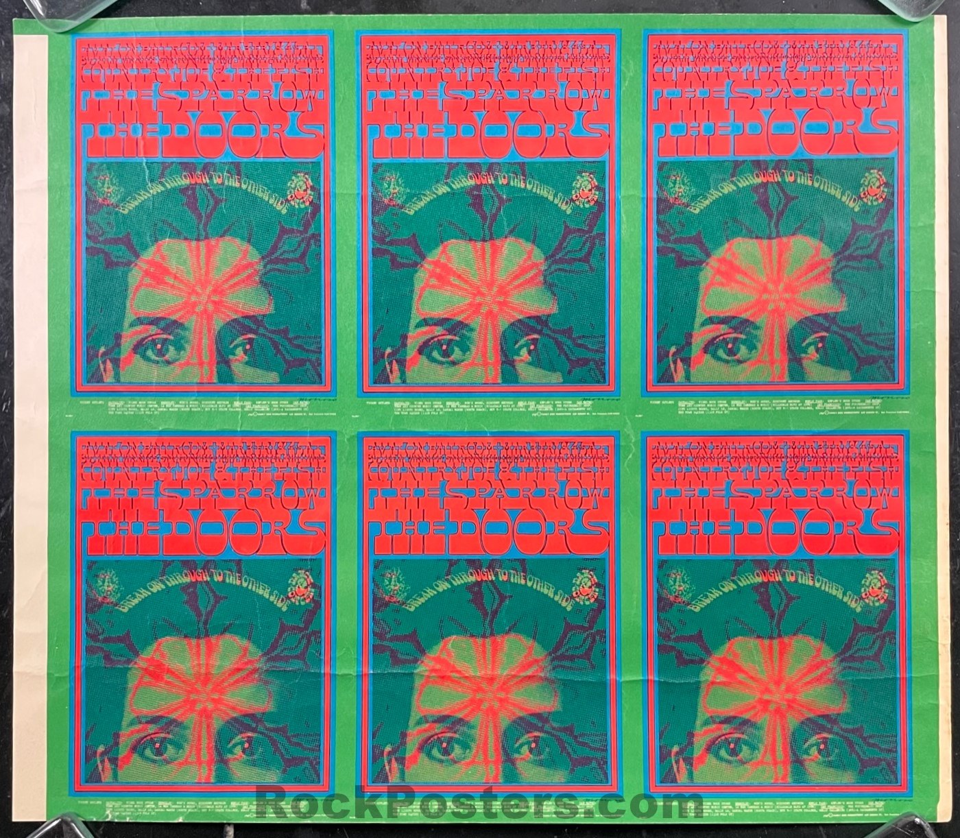 AUCTION - FD-50 -  The Doors - Victor Moscoso - Avalon Ballroom - 1967 Concert Uncut Postcards - Good