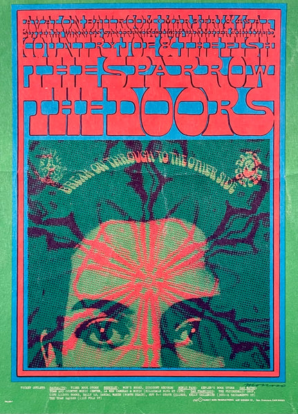 AUCTION - FD-50 -  The Doors - Victor Moscoso - Avalon Ballroom - 1967 Concert Uncut Postcards - Good