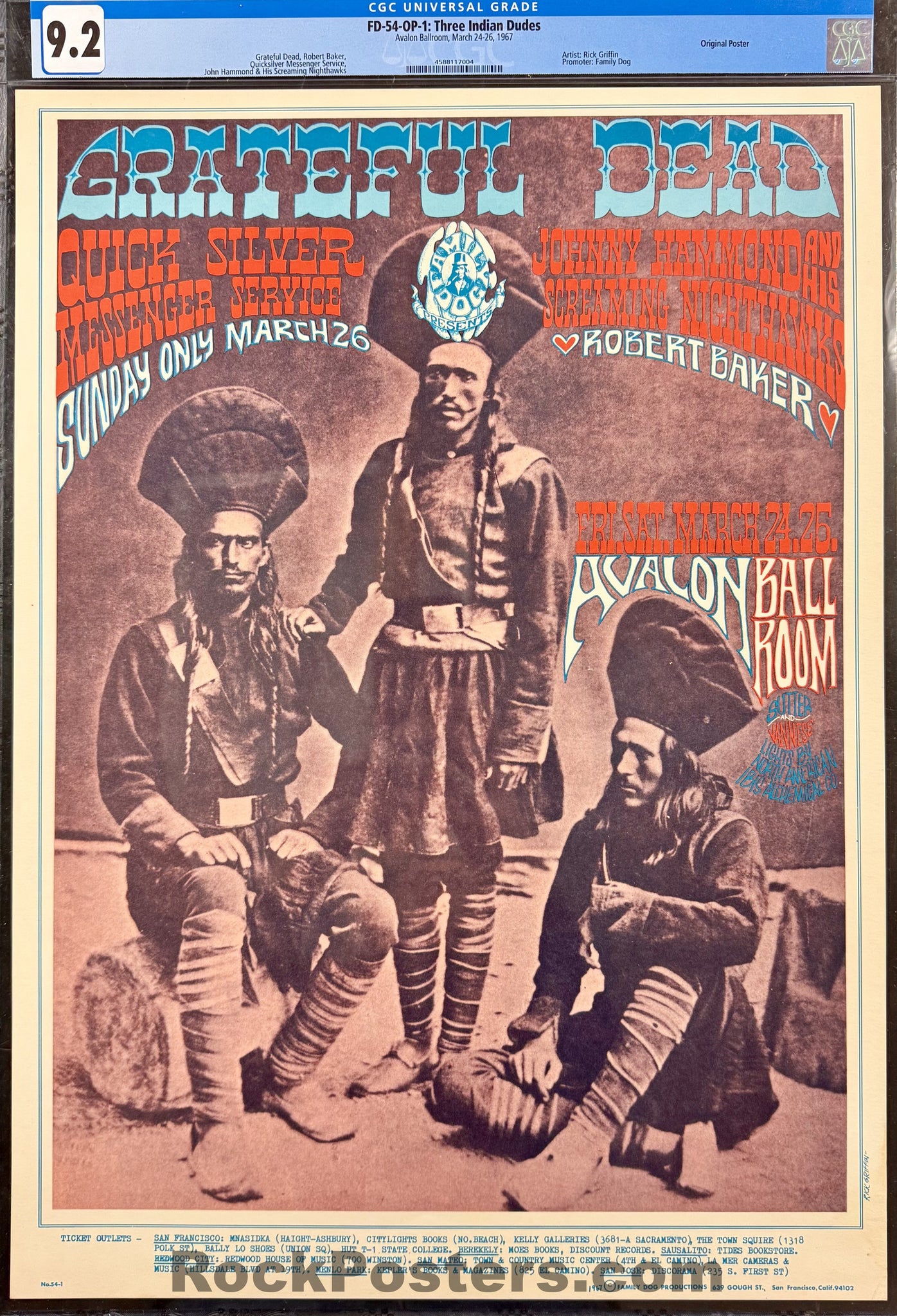 FD-54 - Grateful Dead - Rick Griffin - 1967 Poster - Avalon Ballroom - CGC Graded 9.2