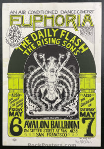 FD-7 - Daily Flash - Wes Wilson SIGNED - 1966  Poster - Avalon Ballroom - Excellent
