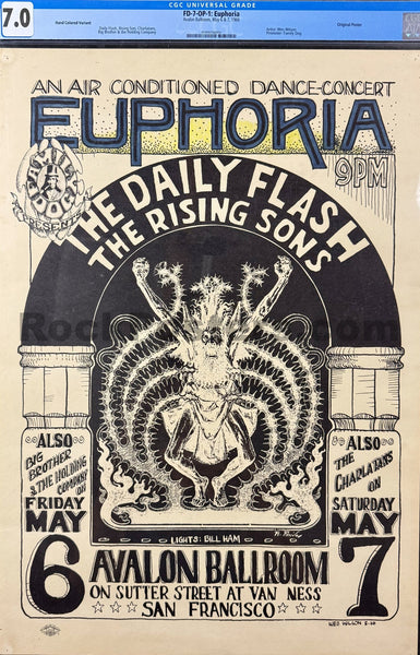 FD-7 - "Euphoria" - Daily Flash - Wes Wilson - 1966  Poster - Avalon Ballroom - CGC Graded 7.0