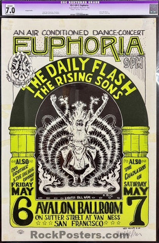 FD-7 - "Euphoria" - Daily Flash - Wes Wilson Signed - 1966  Poster - Avalon Ballroom - CGC Graded 7.0