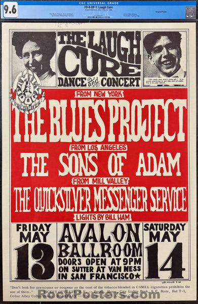 FD-8 - "Laugh Cure" - Blues Project - Wes Wilson - 1966  Poster - Avalon Ballroom - CGC Graded 9.6