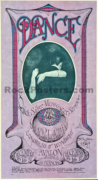 AUCTION - FD-96 - Quicksilver Messenger Service - Mouse Signed - Signed 1967 Poster - Avalon Ballroom - Mint - SF Rock Posters & Collectibles