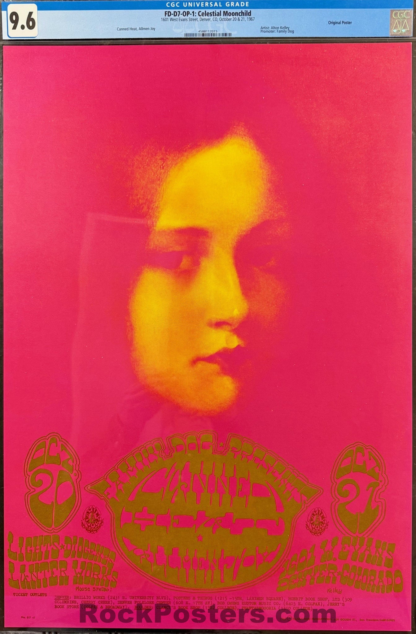 AUCTION - FDD-7 - Canned Heat - Stanley Mouse - 1967 Poster - Family Dog Denver - CGC Graded 9.6