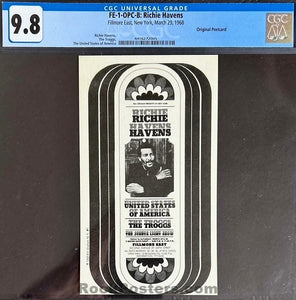 AUCTION - FE-1 - Richie Havens - 1968 Postcard - Fillmore East - CGC Graded 9.8