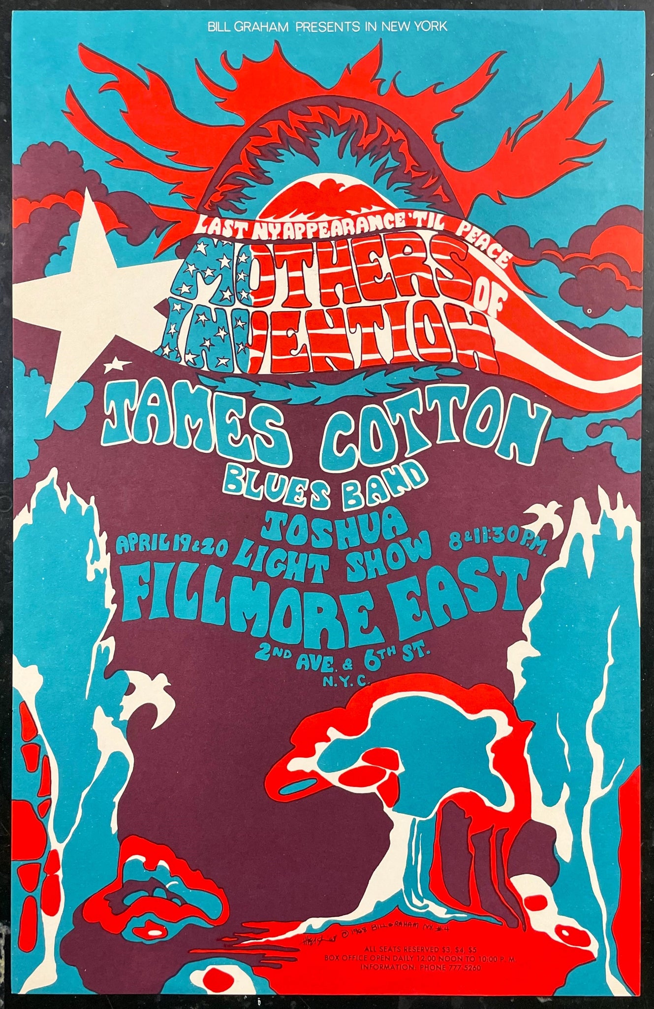 AUCTION - Mothers of Invention - Frank Zappa - 1968 Poster - Fillmore East - Excellent