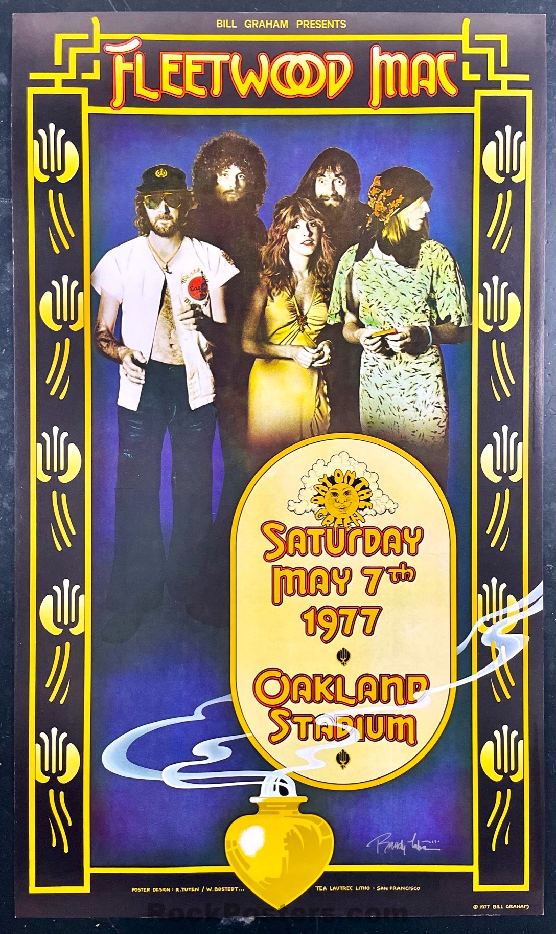 AUCTION - Fleetwood Mac - Randy Tuten Signed - 1977 Poster - Oakland Stadium - Near Mint Minus