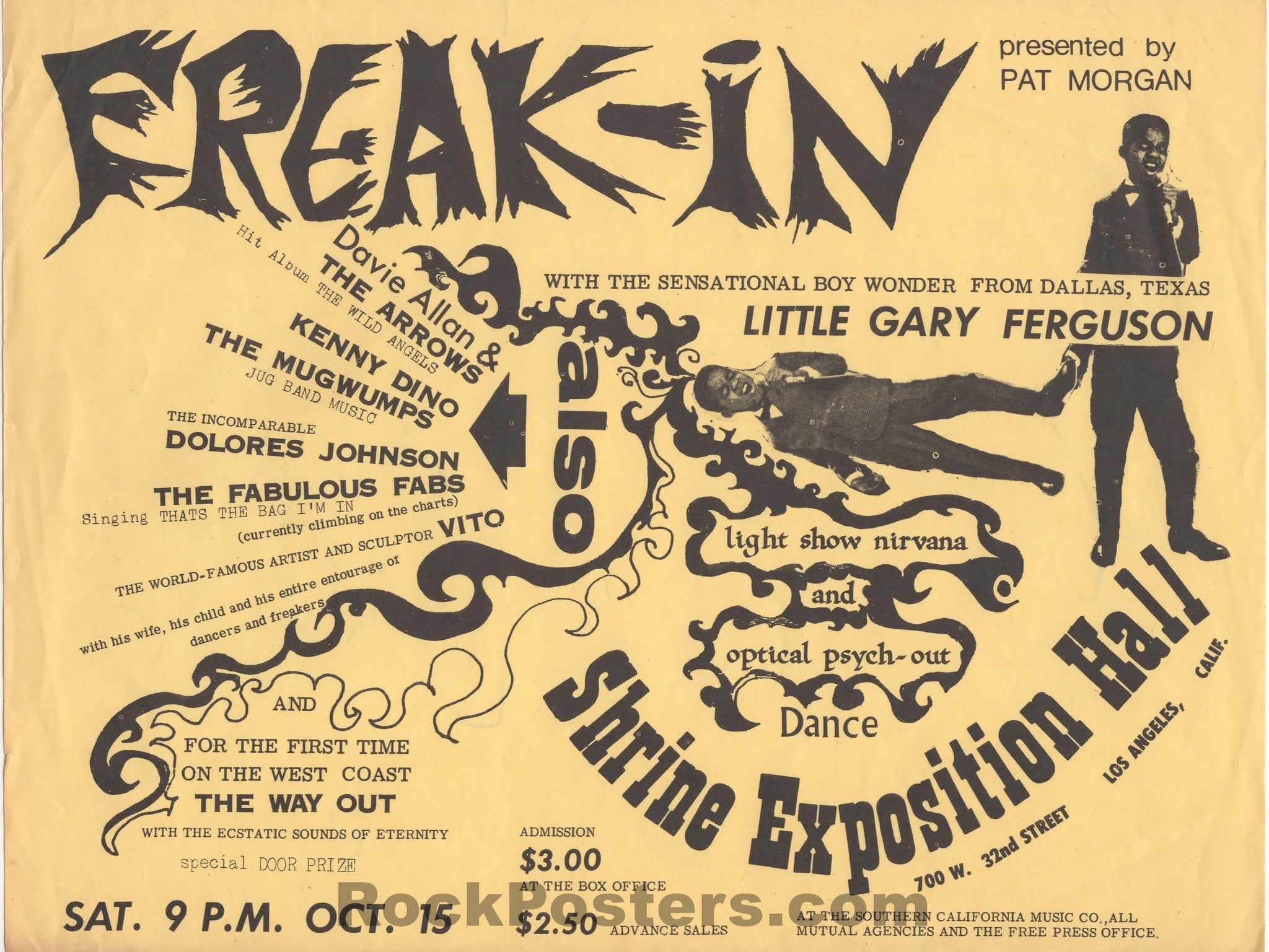 AUCTION -  Freak-In - Little Gary Ferguson - Shrine Expo Los Angeles - 1966 Handbill - Excellent