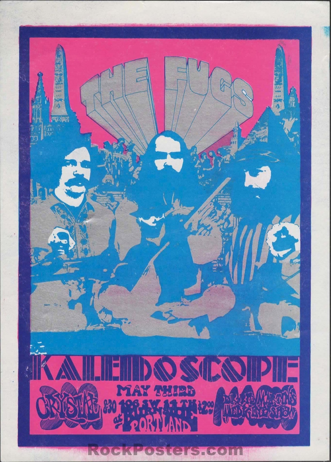 AUCTION -  Fugs/Kaleidoscope - Crystal Ballroom - 1968 Handbill - Portland OR - Near Mint Minus