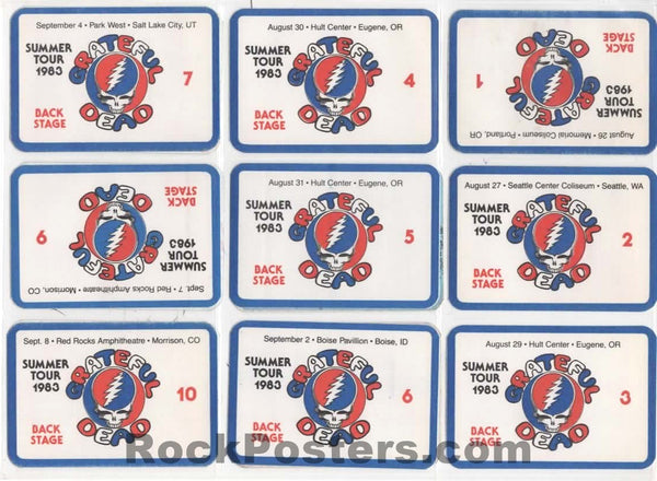 AUCTION - Grateful Dead - Backstage Passes - Summer Tour 1983 - Set of 14 - Near Mint