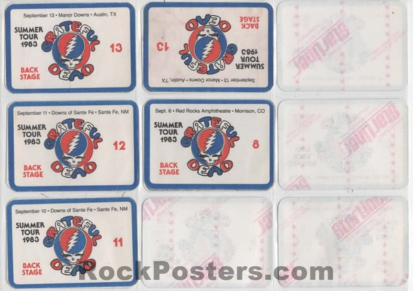 AUCTION - Grateful Dead - Backstage Passes - Summer Tour 1983 - Set of 14 - Near Mint