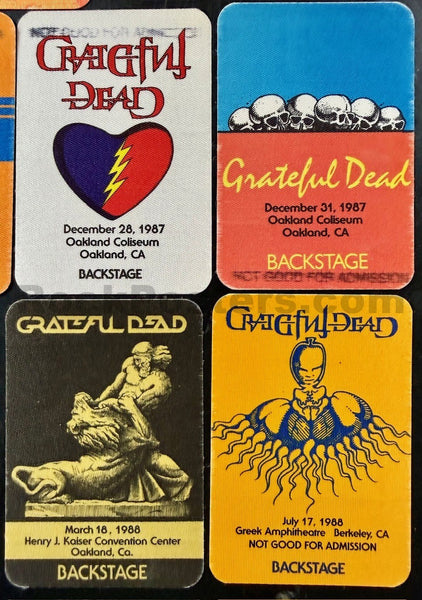 AUCTION - Grateful Dead - Vintage Backstage Passes - 1986-1988 (10) - Excellent