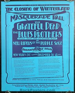 AUCTION - Grateful Dead Blues Brothers - Randy Tuten Signed - Winterland Closing - New Year's 1978 - Concert Poster - Excellent