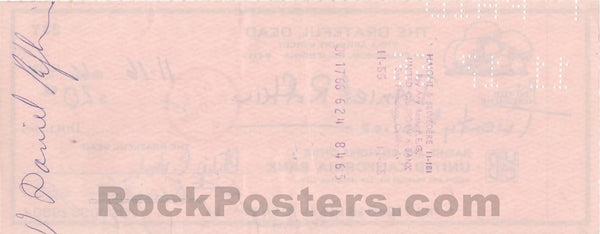 AUCTION - Grateful Dead - Lesh & Kreutzmann Signed - Danny Rifkin - 1966 Check - Near Mint