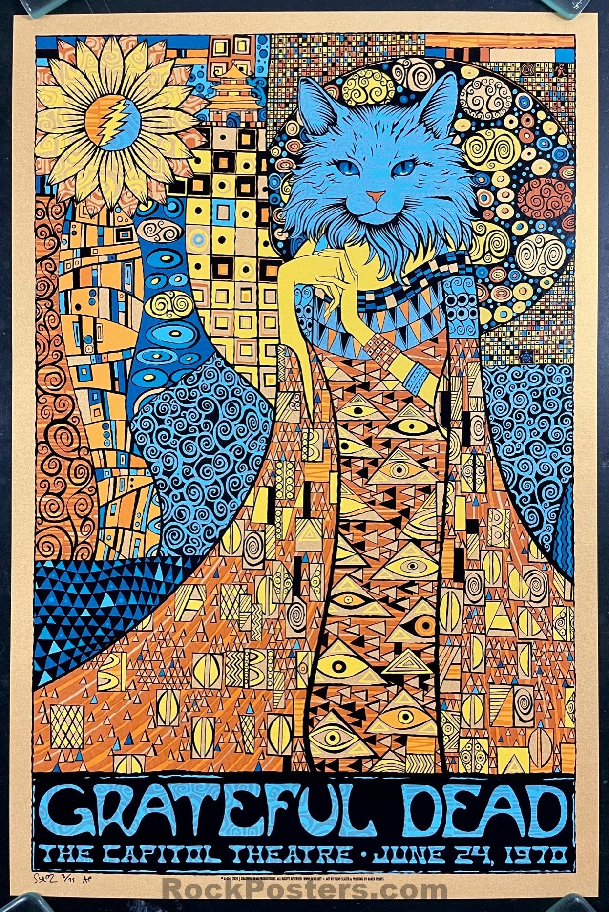 AUCTION - Grateful Dead - China Cat Sunflower '24 - Todd Slater - Stardream Gold Edition Poster - Mint