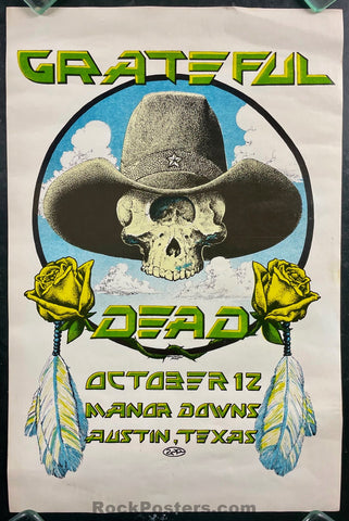 AUCTION - Grateful Dead - Michael Priest  - Manor Downs Texas - 1977  Poster - Excellent