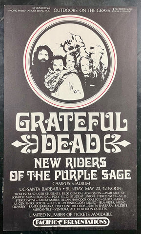 AUCTION - AOR 4.114 - Grateful Dead - UC Santa Barbara - 1973 Poster - Near Mint Minus