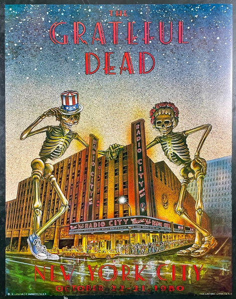 AUCTION - Grateful Dead - Dennis Larkins - 1980 Reprint Poster  - Radio City New York - Near Mint